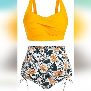 Hanna Nikole Women Plus Size Two Piece Swimsuit Sets Twist Front Bikini,Size 6
